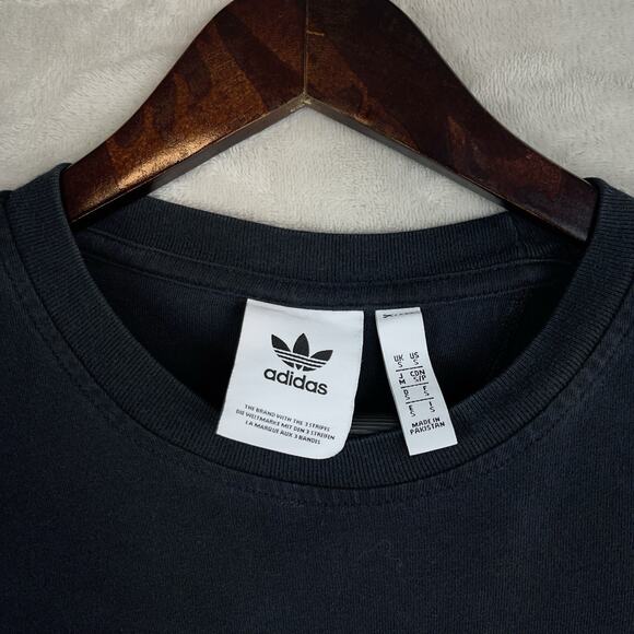Adidas Originals Mens S Black 3D Trefoil Embroidered Logo T Shirt Retro Sport - Picture 5 of 8